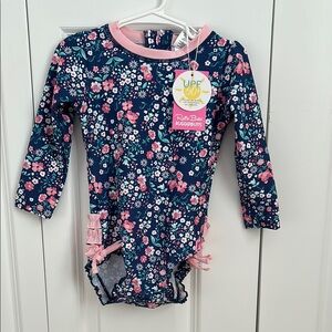 Ruffle Butts Navy Floral Rash Guard